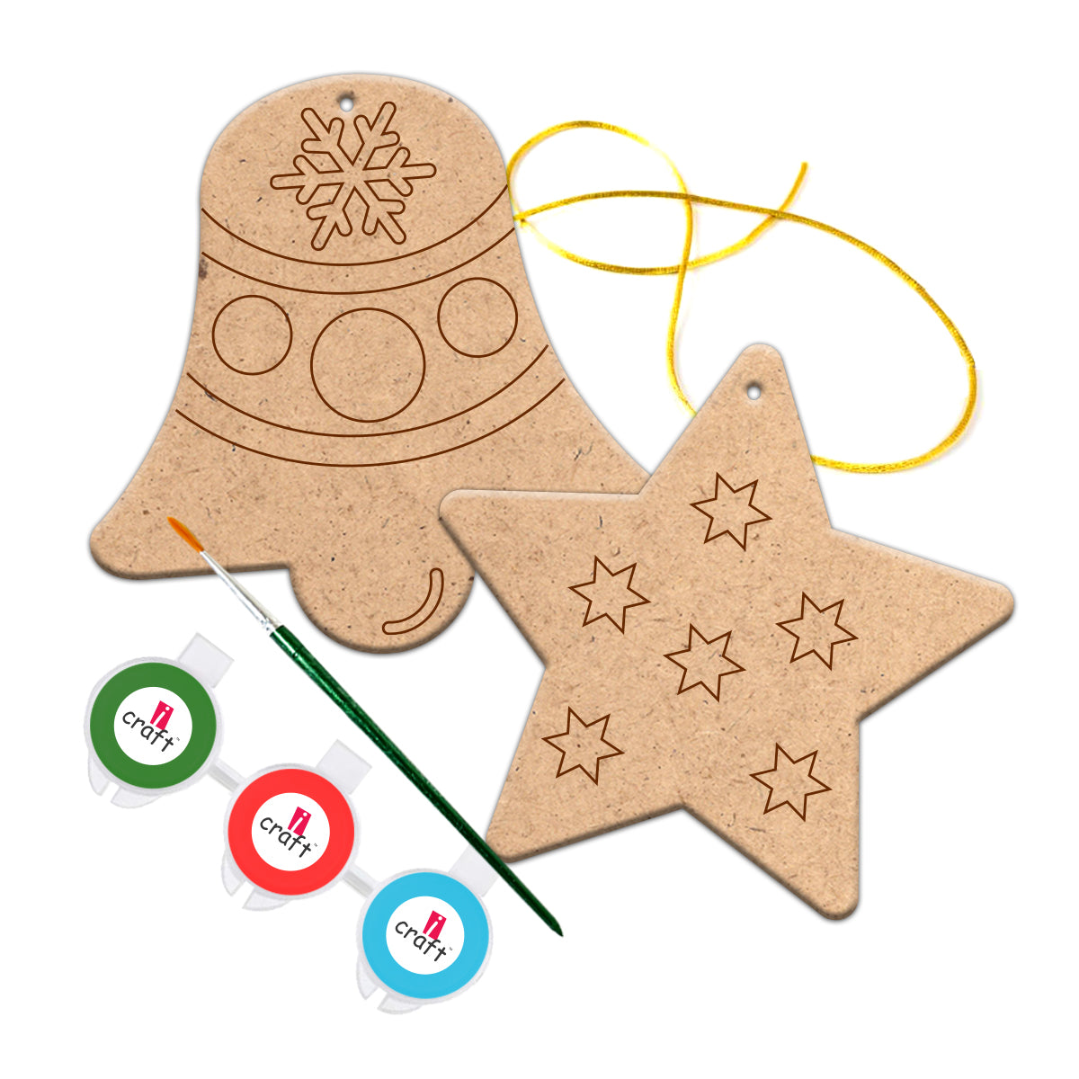 DIY Christmas Ornament Kit: Paint Your Own Bell and Star CD 3