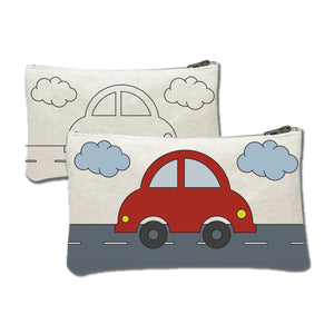 iCraft DIY Canvas Pouch - Paint It Yourself Activity Kit  for Kids - Car