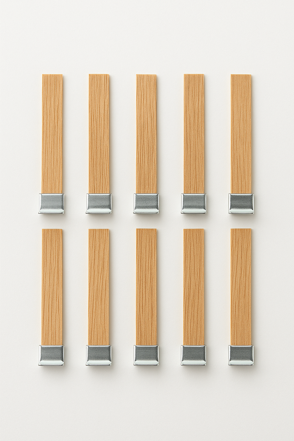 Premium Wooden Candle Wicks with Sustainer Clips – 10 Pieces"