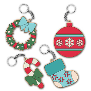 iCraft DIY Keychain Set - Paint It Yourself Activity Kit Art Kit for Kids - Christmas