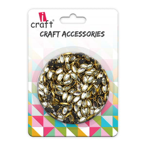 iCraft Crystal Metal Beads-2 Side Point. Pack Of 25Grams