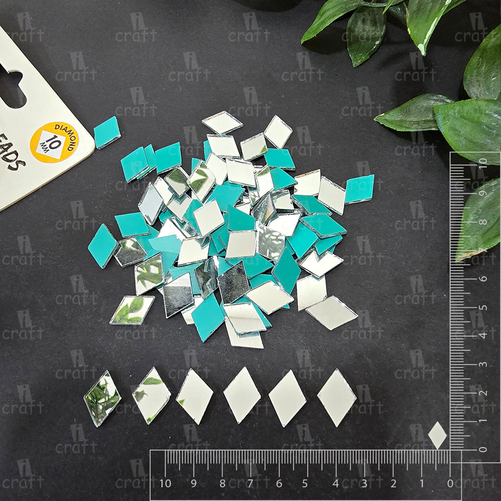 アフガングラスビーズ✺ミラー iCraft Diamond Glass Mirror Beads. Pack Of 50 Grams