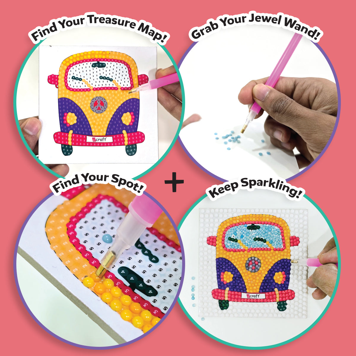 Crystal Art Kit Diamond Painting Carte Paon 18x18 Cm - Activité DIY Dès 8 Ans