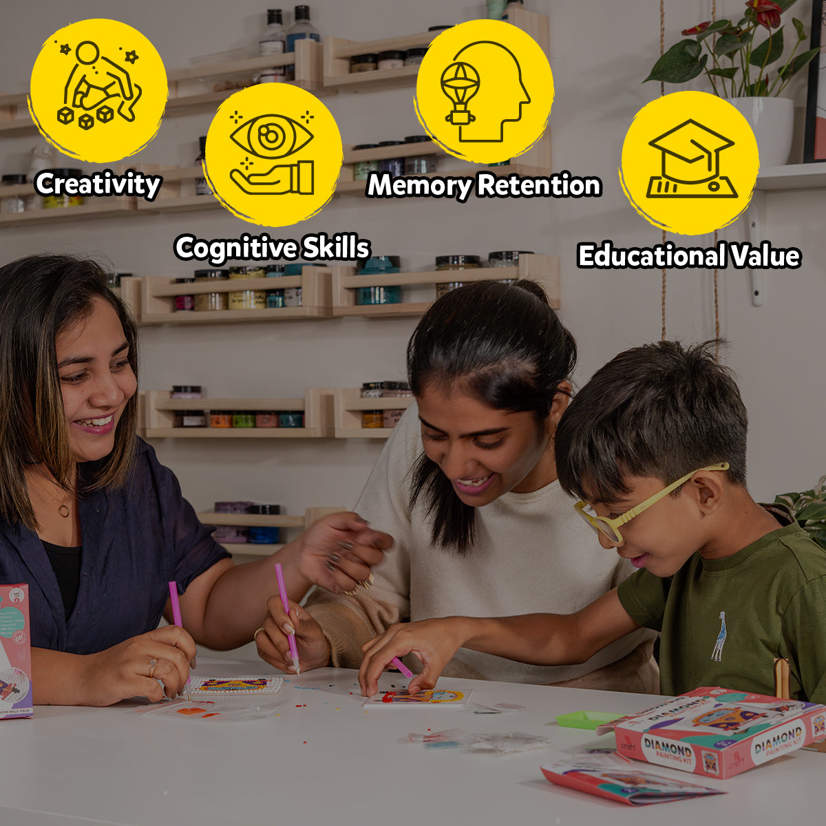 DIY Diamond Painting Kit for Children Fun Craft Activity with Tool