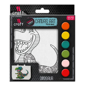 iCraft DIY Canvas Tote Bag - Paint It Yourself Activity Kit DIY Fashion Art Kit*-Dinosaur
