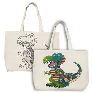 iCraft DIY Canvas Tote Bag - Paint It Yourself Activity Kit DIY Fashion Art Kit*-Dinosaur