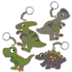 iCraft DIY Keychain Set - Paint It Yourself Activity Kit Art Kit for Kids - Dinosaur