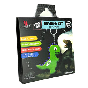 iCraft DIY Felt Keychain - Sewing Kit Keychain Home Decor Art Kit for Kids-Dinosaur