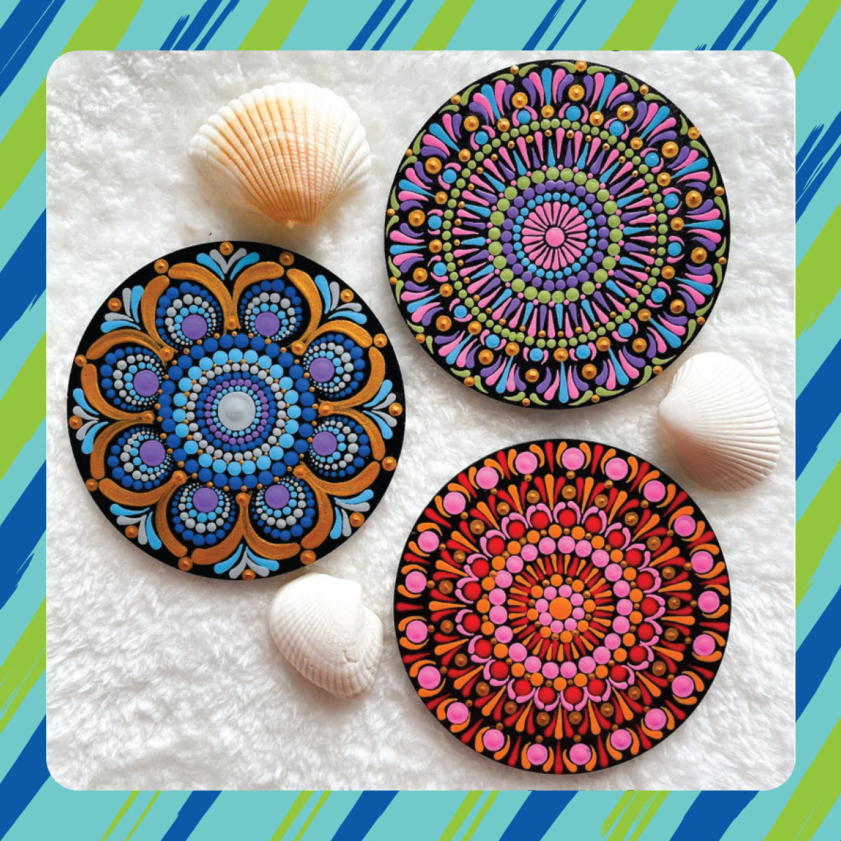 ICraft Dot Mandala Kit for Kids Adults: Create Art on MDF Coasters,