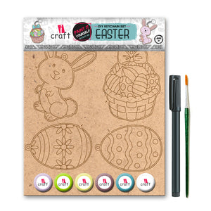 iCraft DIY Keychain Set - Paint It Yourself Activity Kit Art Kit for Kids - Easter