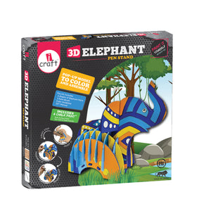 iCraft DIY 3D Animal Pen Stand Kit - Kids Home Decor with a Twist - Elephant