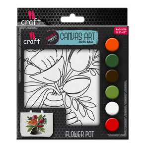 iCraft DIY Canvas Tote Bag - Paint It Yourself Activity Kit DIY Fashion Art Kit*-Flower Pot