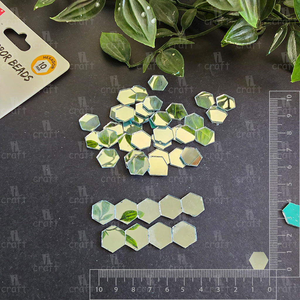 iCraft Hexagon Glass Mirror Beads. Pack Of 50 Grams