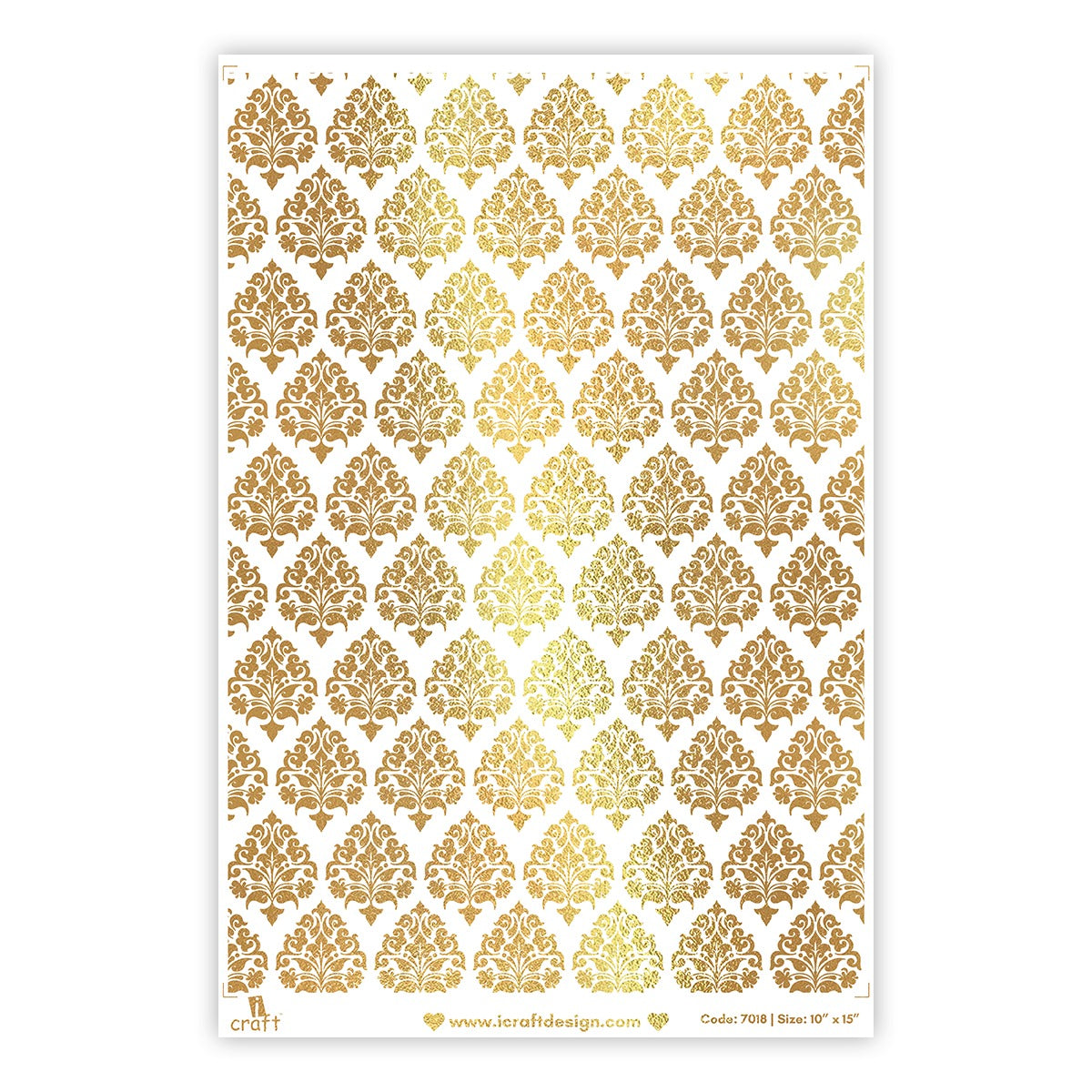 iCraft Metallic Water Transfer Stickers-Damask 7018
