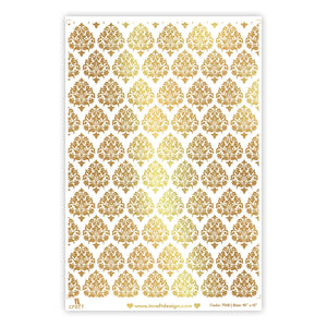 iCraft Metallic Water Transfer Stickers-Damask 7018
