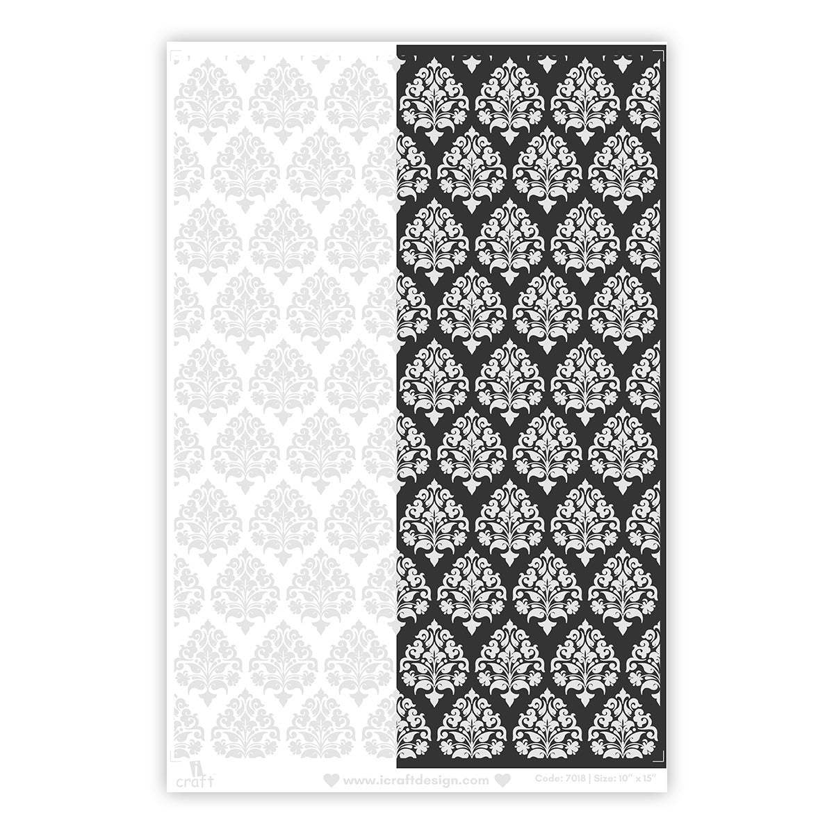 White Damask Water Transfer Sticker for Dark Surfaces