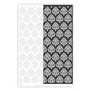 White Damask Water Transfer Sticker for Dark Surfaces