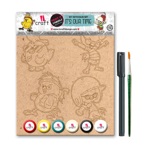 iCraft DIY Keychain Set - Paint It Yourself Activity Kit Art Kit for Kids - It's Our Time