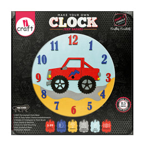 iCraft DIY Clock Kit - Kids Home Decor with a Twist - Jeep Safari