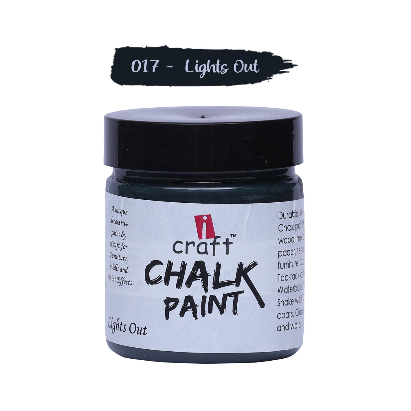 iCraft Premium Chalk Paint - Smooth, Creamy & Non-Toxic - Ideal for DIY & Resin Projects-100ml Light Out