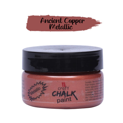 iCraft Metallic Chalk Paint - Smooth, Creamy & Non-Toxic - Ideal for DIY & Resin Projects-60ml Ancient Copper