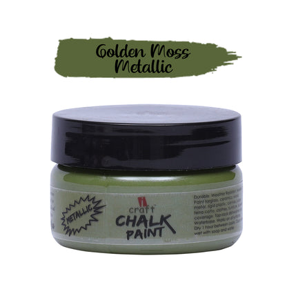 iCraft Metallic Chalk Paint - Smooth, Creamy & Non-Toxic - Ideal for DIY & Resin Projects-60ml Golden Moss