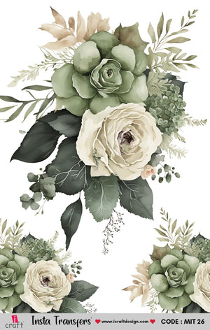 iCraft Water Transfer Stickers- Best use for Resin, Fabric, Plastic, MDF & Glass - Decorative Decals in Floral, Quotes & More (3.5" x 5")-MIT 26