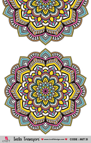 iCraft Water Transfer Stickers- Best use for Resin, Fabric, Plastic, MDF & Glass - Decorative Decals in Floral, Quotes & More (3.5" x 5")-MIT 31