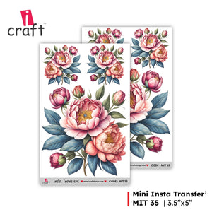 iCraft Water Transfer Stickers- Best use for Resin, Fabric, Plastic, MDF & Glass - Decorative Decals in Floral, Quotes & More (3.5" x 5")-MIT 35
