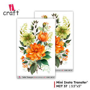 iCraft Water Transfer Stickers- Best use for Resin, Fabric, Plastic, MDF & Glass - Decorative Decals in Floral, Quotes & More (3.5" x 5")-MIT 37