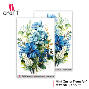 iCraft Water Transfer Stickers- Best use for Resin, Fabric, Plastic, MDF & Glass - Decorative Decals in Floral, Quotes & More (3.5" x 5")-MIT 38