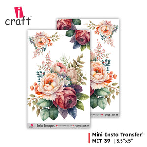 iCraft Water Transfer Stickers- Best use for Resin, Fabric, Plastic, MDF & Glass - Decorative Decals in Floral, Quotes & More (3.5" x 5")-MIT 39