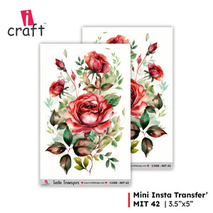 iCraft Water Transfer Stickers- Best use for Resin, Fabric, Plastic, MDF & Glass - Decorative Decals in Floral, Quotes & More (3.5" x 5")-MIT 42