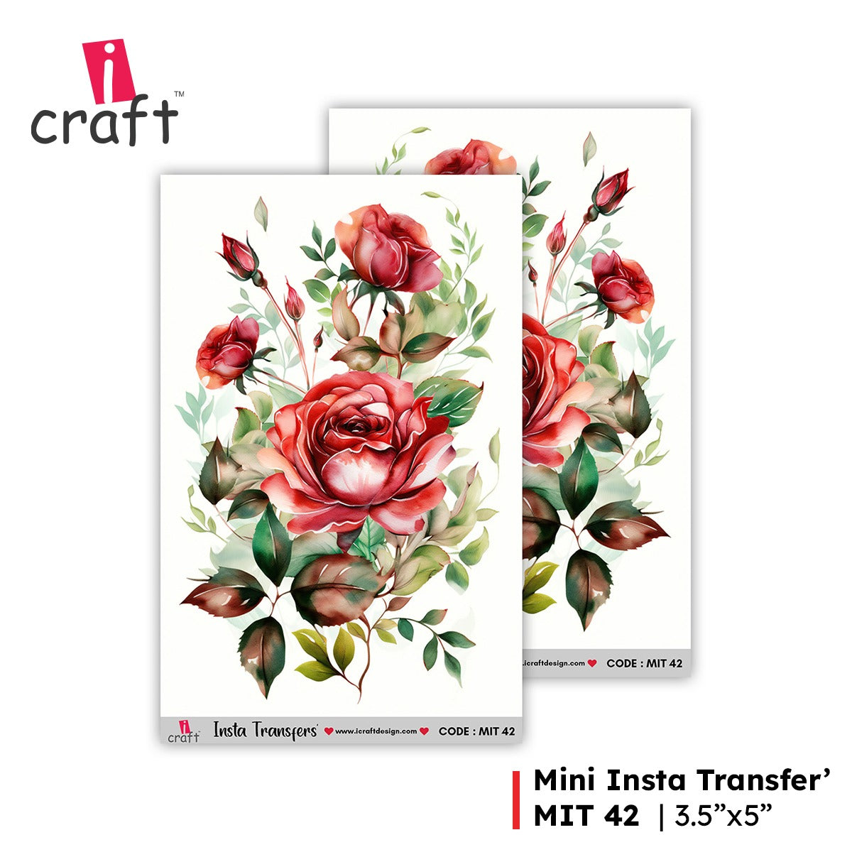 iCraft Water Transfer Stickers- Best use for Resin, Fabric, Plastic, MDF & Glass - Decorative Decals in Floral, Quotes & More (3.5" x 5")-MIT 42