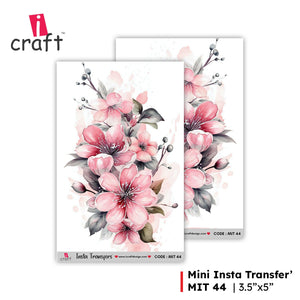 iCraft Water Transfer Stickers- Best use for Resin, Fabric, Plastic, MDF & Glass - Decorative Decals in Floral, Quotes & More (3.5" x 5")-MIT 44
