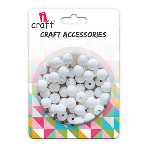 iCraft Accessories-White Moti (Matt) 8mm.Pack Of 20 Grams