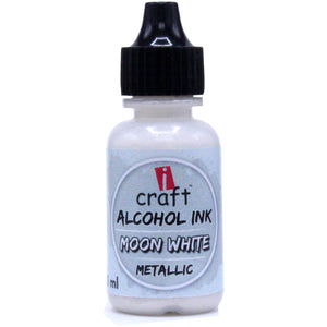 iCraft Metallic Alcohol Ink Moon White- Shiny and Elegant Ink for Resin and Abstract Art