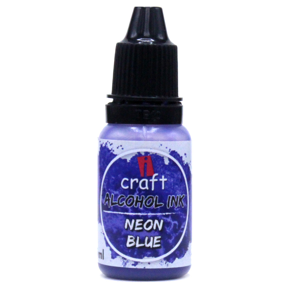 iCraft Neon Alcohol Ink - Bright and Bold Ink for Resin and Abstract Art-Neon Blue