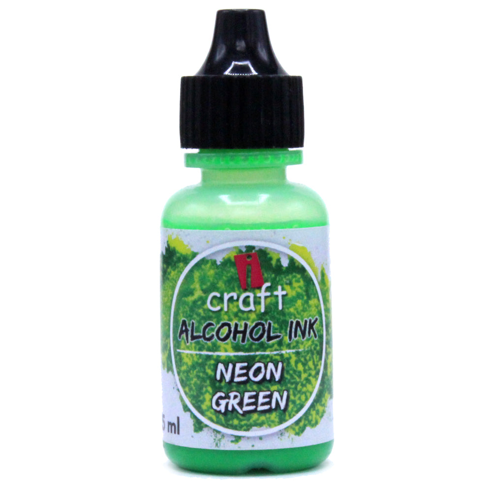 iCraft Neon Alcohol Ink - Bright and Bold Ink for Resin and Abstract Art-Neon Green