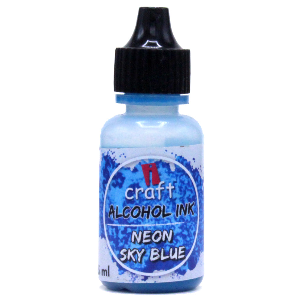 iCraft Neon Alcohol Ink - Bright and Bold Ink for Resin and Abstract Art-Neon Sky Blue