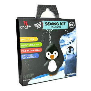 iCraft DIY Felt Keychain - Sewing Kit Keychain Home Decor Art Kit for Kids-Penguin
