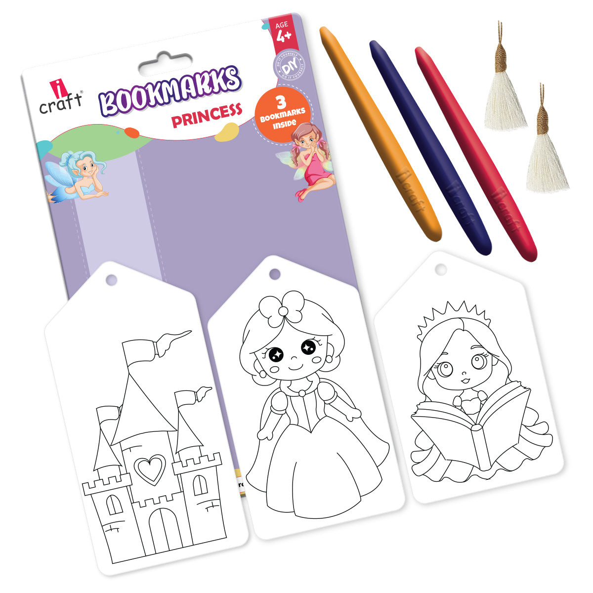 Kids DIY Bookmark Coloring Kit -  Princess Design
