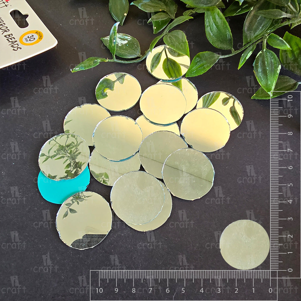 iCraft Round Glass Mirror Beads. Pack Of 50 Grams