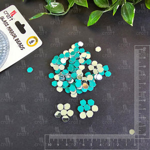 iCraft Round Glass Mirror Beads. Pack Of 50 Grams