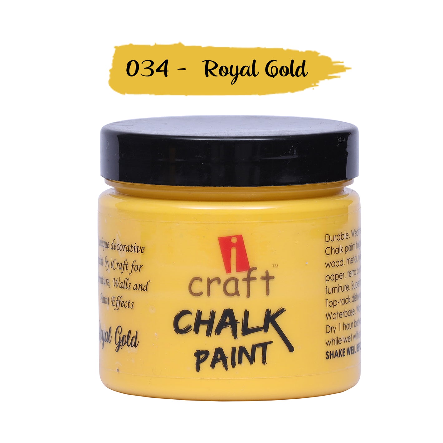 iCraft Premium Chalk Paint - Smooth, Creamy & Non-Toxic - Ideal for DIY & Resin Projects-250ml Royal Gold