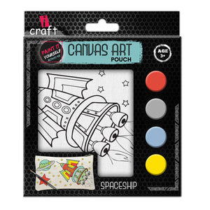 iCraft DIY Canvas Pouch - Paint It Yourself Activity Kit  for Kids - Spaceship