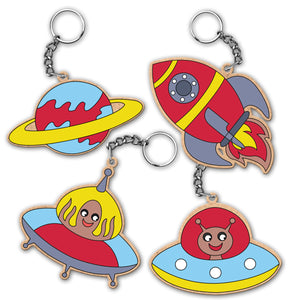 iCraft DIY Keychain Set - Paint It Yourself Activity Kit Art Kit for Kids - Spaceship