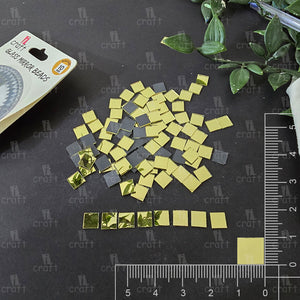 iCraft Gold Square Glass Mirror Beads. Pack Of 50 Grams