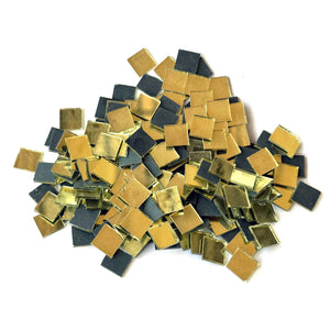 iCraft Gold Glass Mirror Beads - Assorted Shapes and Sizes - Ideal for Lippan Art, Mandala, Mirror Mosaic, and Other Craft Projects - Made in India-Square 10mm
