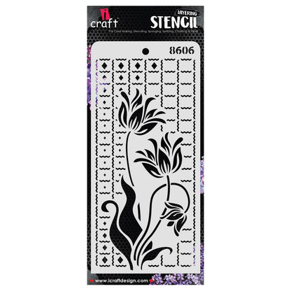 iCraft Multi-Surface Stencils - Perfect for Walls, DIY & Resin Art Projects | Reusable | Layering 4" x 8" Stencil-8606